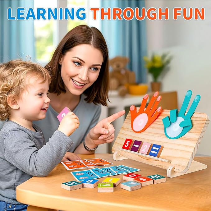 SEPHIX Montessori Math Toys for 3-5 Year Olds – Wooden Preschool Learning Toys with Number Blocks, Sensory Counting Board & Tracing Stylus – Kindergarten Educational Manipulatives Gift for Boys Girls