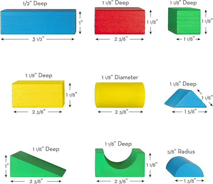 Melissa & Doug Wooden Building Blocks, 100-Piece Set of Sorting & Stacking Toys in 4 Colors and 9 Shapes, Classic Toddler Toys for Girls & Boys Ages 2+ - FSC Certified