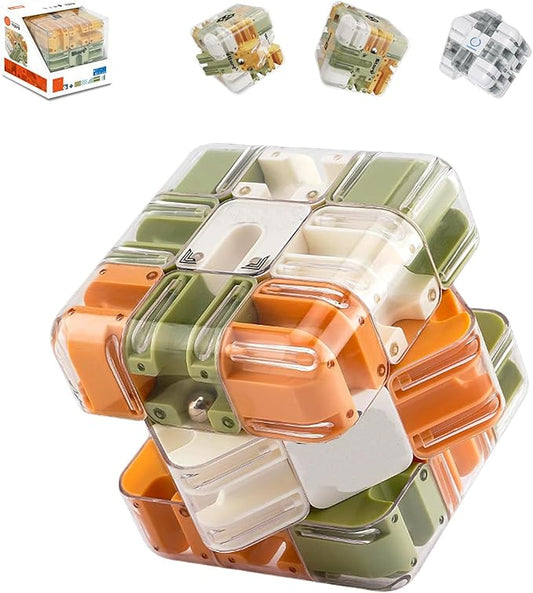 Large Labyrinth 3D Puzzle Maze Cube - Engaging Brain Teaser Toy, 3D Puzzle Maze Cube, Mazes Ball Puzzles for Logical Thinking (Astyle,1set)