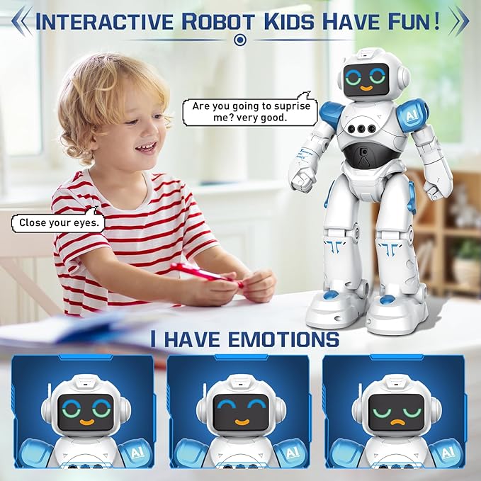 Robot Toys for Kids - Smart Talking Voice Remote Control Robot, Gesture Sensing Programmable Emo Robots Toy for Age 3 4 5 6 7 8 Year Old Boys Girls Birthday Gift Present