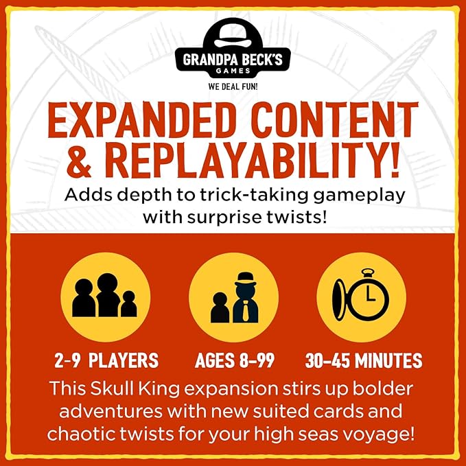 Grandpa Beck's Games Skull King Expansion - The Ultimate Pirate Trick Taking Game | from The Creators of Cover Your Assets & Cover Your Kingdom | 2-8 Players 8+
