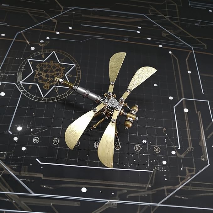 Steampunk Metal Insect Bug Sculpture Clockwork 3D Creative Mechanical Insect Kit Puzzle Mechanical Insects Dragonfly Model Engineering Puzzle for Christmas Ornaments(Ujinensis Dragonfly)