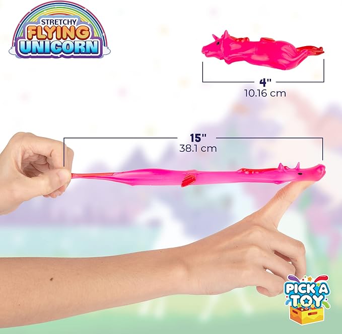 PICK A TOY Unicorn Favor Toys for Girls and Boys, 24 Pcs Rubber Finger Flicker Stretchy Slingshot for Kids, Birthday Goodie Bag, Unicorn Party Favors, Classroom Treasure Chest Treats