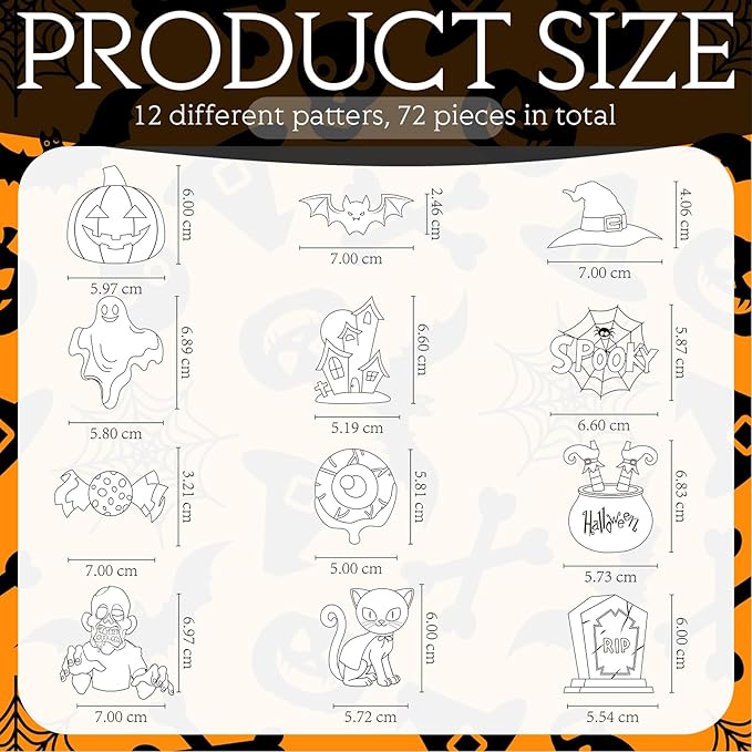 Jenaai 72 Pcs Halloween Window Art Suncatcher Kits DIY Window Suncatchers Ornament for Kids to Paint with 24 Suction Cups for Kids Gift