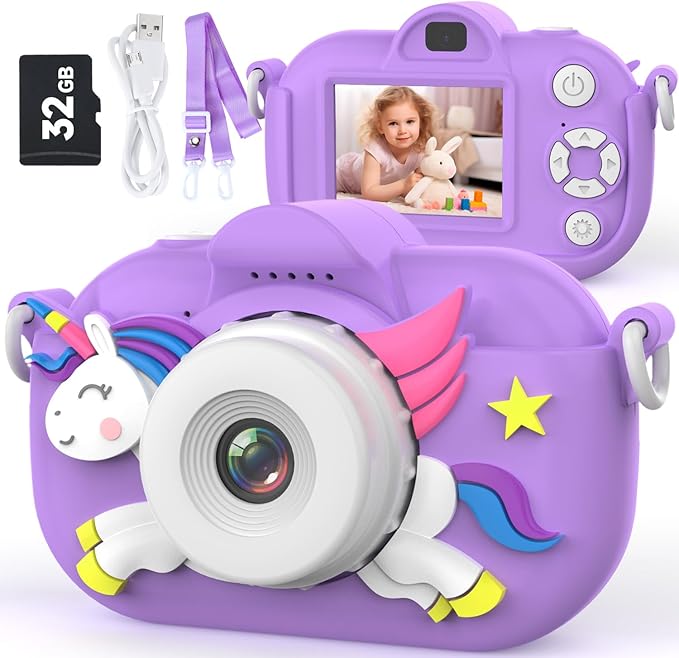 Kids Camera Digital Camera for Age 3-8, 1080P Toddler Video Camera for Kid with 32GB SD Card, Toddler Girls Toys Age 6-8, Christmas Birthday Gifts for Children Kid