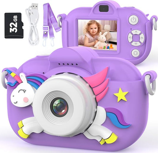 Kids Camera Digital Camera for Age 3-8, 1080P Toddler Video Camera for Kid with 32GB SD Card, Toddler Girls Toys Age 6-8, Christmas Birthday Gifts for Children Kid