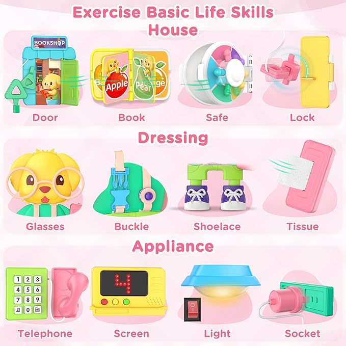 Montessori Toys for 1+ Year Old Girl Gifts, Busy Board Educational Toddler Toy Age 1-2, First Christmas 1st Birthday Gifts for 1+ Year Old Girl Boy