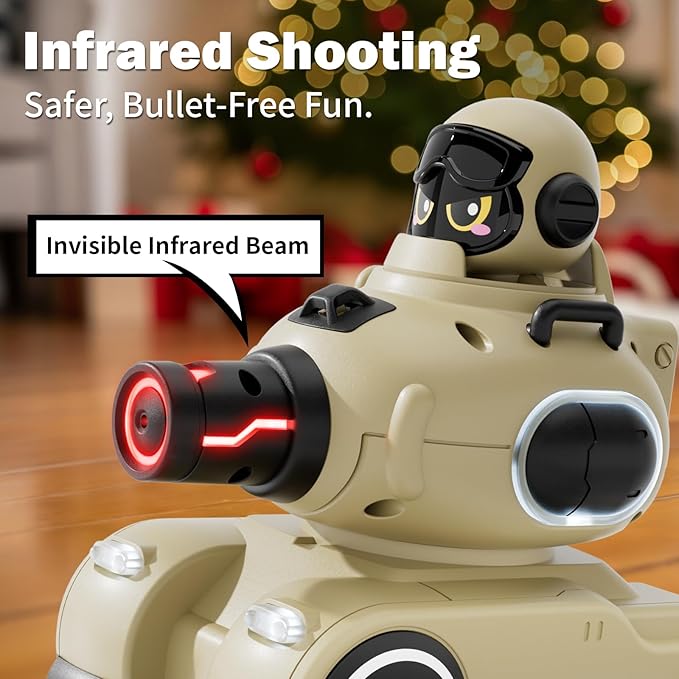 2 Pack Cute Cartoon Remote Control Battle Tanks with Laser tag|Hobby RC Cars Shoot to Ejected Out|Military Army Toys for 6 7 8 Year Old Boys Girls | Christmas Birthday Gifts for Toddler