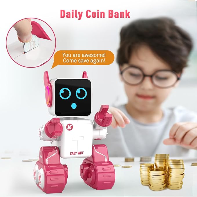 Robot Toy for Kids, Remote Control Intelligent Programming RC Robot, Suitable for Music, Dancing, Talk, Play as a Gift for Girl and Boy (Pink)