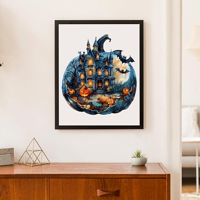 Jigfoxy Wooden Puzzles for Adults, Halloween Pumpkin Wood Puzzles Adult, Unique Animal Shape Wooden Jigsaw Puzzles for Adults, for Puzzle Lovers, Family (M-11.4 * 10.6in-200pcs)