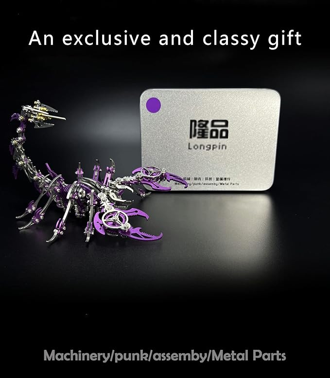 FILASLFT 3D Metal Model Kits, Mechanical Scorpion King Purple 3D Metal Puzzle,Steel Warcraft Collection DIY Animal Brain Teasers Simple 3D Puzzles