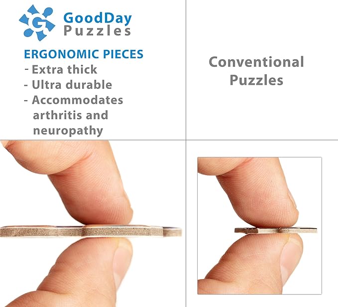 Large Piece Jigsaw Puzzle – Easy & Colorful, Dementia & Memory Activities for Seniors, Elderly Gifts, 16 Pieces, Golden Travel