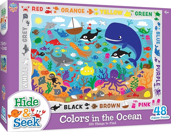 MasterPieces Nature Puzzle - Hide & Seek 48 Piece Jigsaw Puzzle for Kids - Colors in the Ocean - 19"x14"