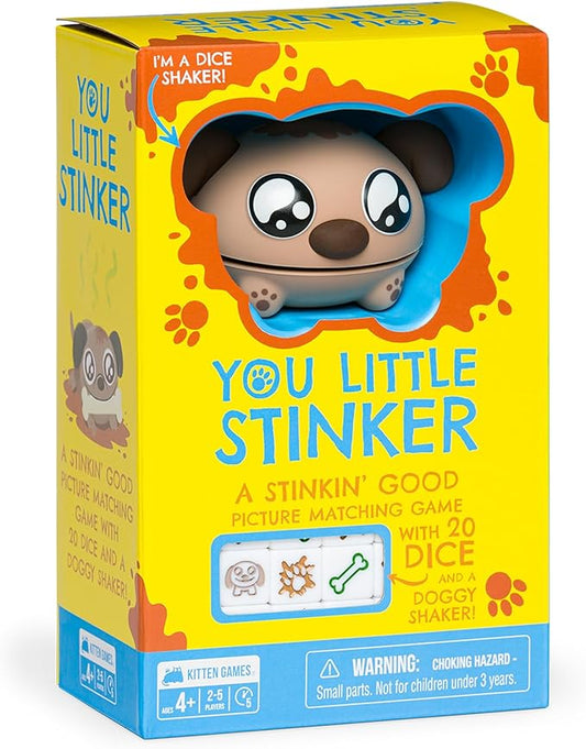 Exploding Kittens You Little Stinker 2-5 Players - Ages 4+ - 5 Minutes to Play - Matching Game with Dice and Shaker - Kid Friendly Dice Game, Family Game Night, Engaging Kids Game