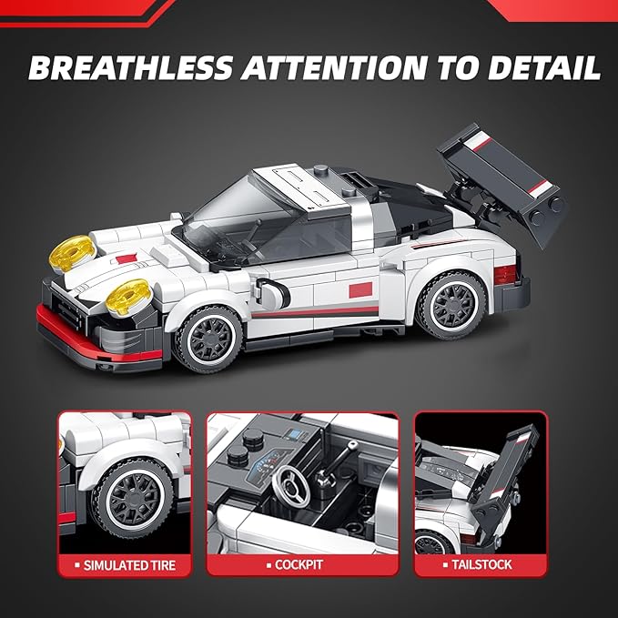 VGD Car Building Sets With Display Case, Classic Model Kits Speed Building Blocks Set, Cool Collectible Super Race Kit Birthday Gifts for Adults Sportscar Lovers Kids - 326PCS