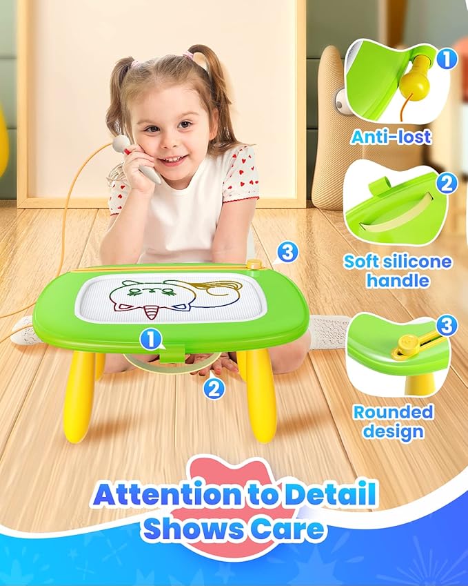 Toddlers Toys Ages 1-3, Magnetic Drawing Board, Doodle Board Pad Learning and Educational Toys for 18 Months Baby 1-3 Yr Kids Birthday Gifts - Green
