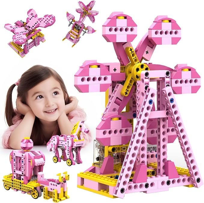 Robot G STEM Kits for 6-7 Year Old Girl, 8 in 1 Electric Building Toys for Kids 6-8 8-10, DIY Educational Construction Science Kit for Girls 6-12 Christmas Birthday Gift