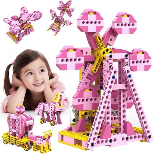 Robot G STEM Kits for 6-7 Year Old Girl, 8 in 1 Electric Building Toys for Kids 6-8 8-10, DIY Educational Construction Science Kit for Girls 6-12 Christmas Birthday Gift