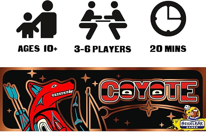 Coyote Card Game | Strategy Game | Bluffing Card Game for Adults and Kids | Fun Game for Family Game Night | Ages 10 and up | 3-6 Players | Average Playtime 20 Minutes | Made