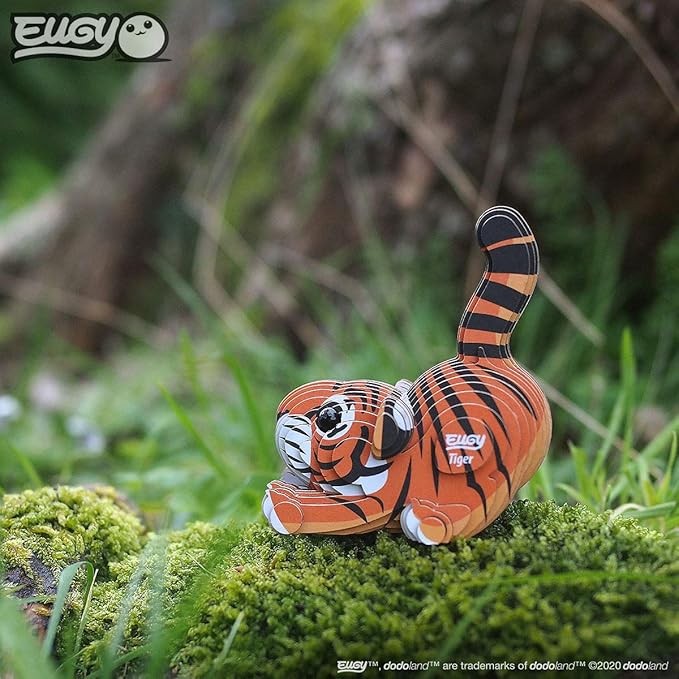 Eugy Tiger 3D Puzzle - 34 Piece Eco-Friendly Educational Toy Puzzle for Boys, Girls & Kids Ages 6+