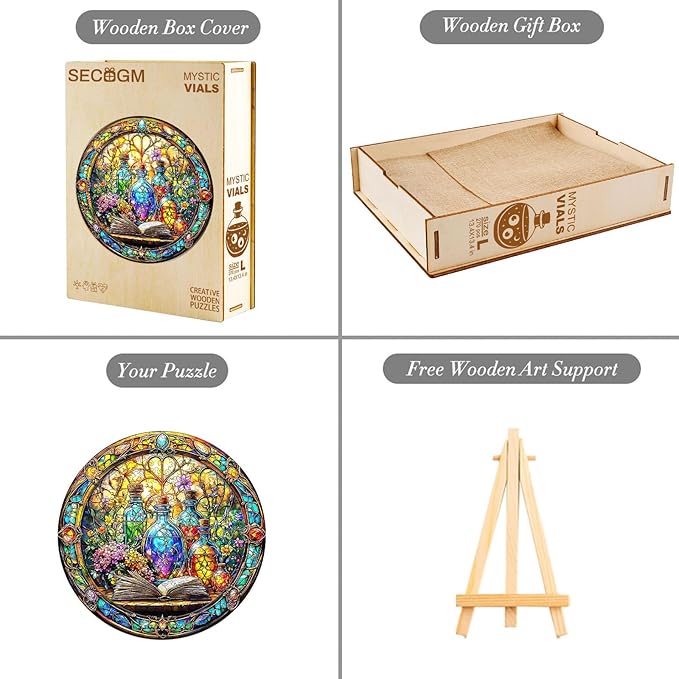 Wooden Puzzles for Adults - Mystic Vials Wood Puzzles Adult - Unique Animal Shape Wooden Jigsaw Puzzles for Adults - Birthday Gifts for Puzzle Lovers, Family (11.4 * 11.3in)
