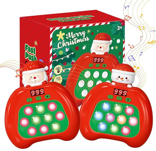 Fast Push Pop Fidget Toys for Kids, Handheld Puzzle Game with LED Screen & Multiplayer Mode, Sensory Toys for 3-12 Year Old Girls Boys, Fun Battle Gifts for Friends（Christmas）