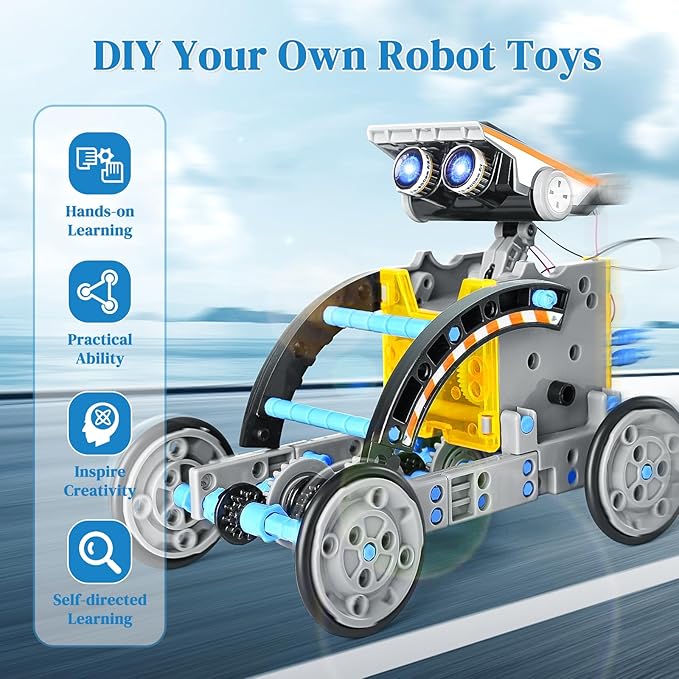 Nilez 13-in-1 Solar Robot Kit for Age 8-12 STEM Building Toys, Robotics Kit for Kids, DIY Education Science Learning Toy Birthday Gift Projetcs for Christmas 8 9 10 13 16 Years Old Boys Girls Teens