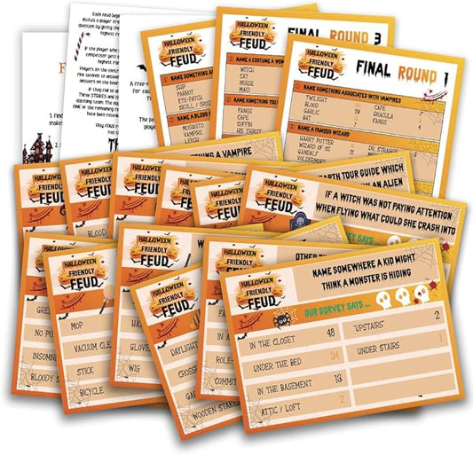 Halloween Friendly Feud Quiz, Halloween Party Game Activity, Feud Trivia Quiz - 003I
