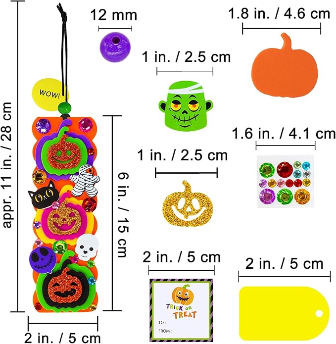 Winlyn 36 Sets Halloween Craft Kits Fall Crafts DIY Pumpkin Jack-O'-Lantern Bookmark Ornaments Decorations Art Sets Halloween Foam Stickers Art and Crafts for Kids Classroom Activities Party Favors