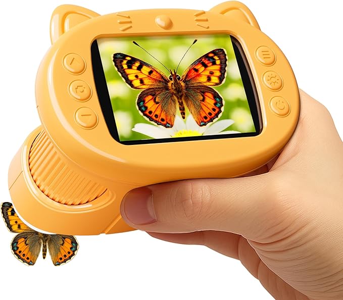 Handheld Digital Mini Microscope for Kids: 1000X 4K Pocket Portable 2.4" Screen Microscopes Toys STEM Electronic Learning Educational Science Kit Toddler 8-12 Birthday Gift 3 4 5 6 7 Year Old Boy Girl