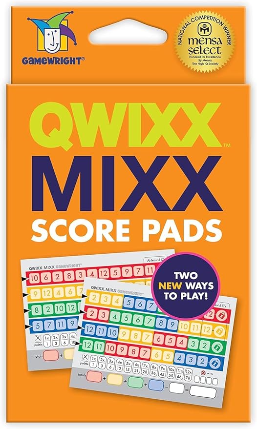 Gamewright Qwixx Mixx - Genuine Enhanced Game Play Add-On Replacement Scorecards for Qwixx - A Fast Family Dice Game, 8 + years