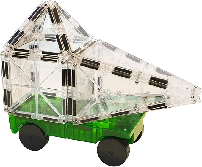 MAGNA-TILES Cars – Green & Yellow 2-Piece Magnetic Construction Set, The ORIGINAL Magnetic Building Brand