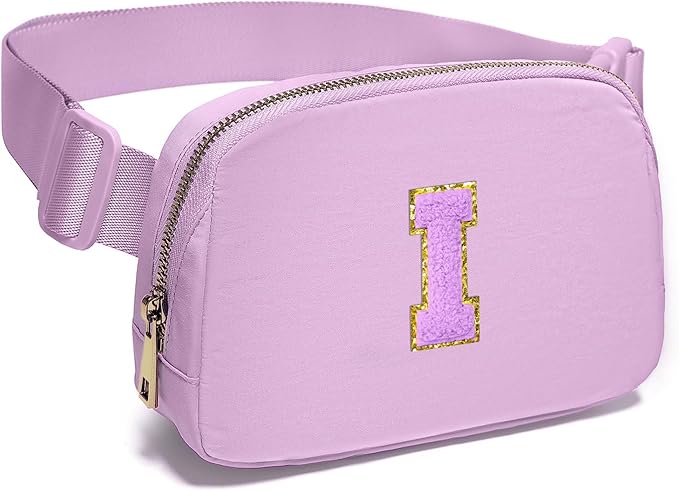 Gitus Gifts for 8 9 10 11 12 Year Old Girls Belt Bag Fanny Pack Crossbody Bags with Initial Letter Patch Cute Stuff Birthday Gifts for Teen Girls Women Personalized Trend Stuff (Lavender-I)