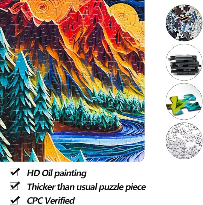 Bgraamiens Puzzle-Paper Quilling Mountains and Rivers-1000 Pieces Paper Quilling Art Puzzle Color Challenge Jigsaw Puzzles for Adults and Kids