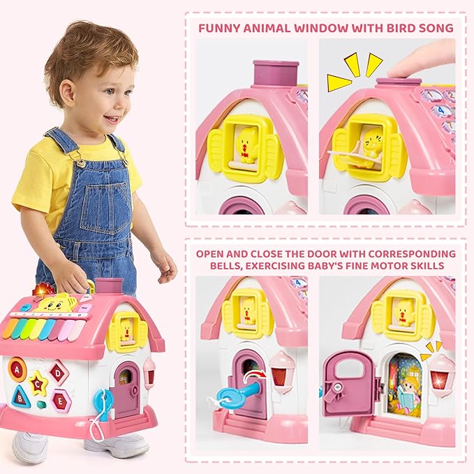 Marstone Toddler Toys for 1 Year Old Girl Gifts: First 1st Birthday Gifts for Girls and Boys, 8-in-1 Musical Learning House Baby Toys 6-12 12-18 Months, Educational Toddler for Ages 0-2