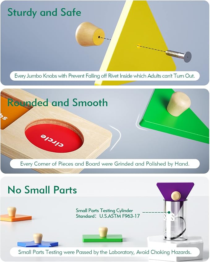 Montessori Shape Puzzle - Colorful Sorting Pieces for Toddlers 1-3 Years & 6-12-18 Months Developmental Toys