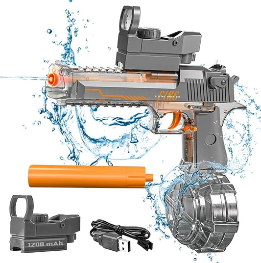 Electric Water Gun for Adults, Auto-Manual Water Guns w/Large Capacity, Automatic Squirt Guns with 32FT Range & Battery Powered, Summer Beach Pool Outdoor Toys for Kids Gifts