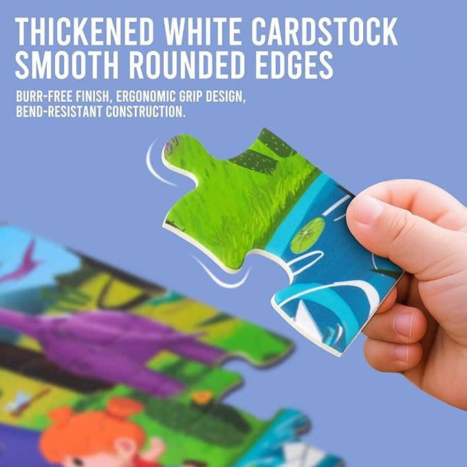 Dinosaur Puzzles for Kids Ages 3-8 Year Old,30 Pieces Jigsaw Puzzles for Toddlers & Children Ages 4-6，Educational Floor Puzzles with Storage Box for Gifts(Triceratops Dinosaur)