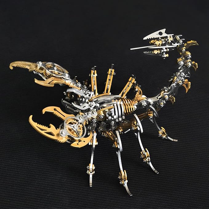 3D Metal Model Kits, Mechanical Scorpion King Gold 3D Metal Puzzle,Steel Warcraft Collection DIY Animal Brain Teasers Simple 3D Puzzles