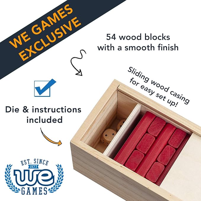 WE Games Wooden Block Stacking Party Game for Adults, Tumble Tower Wedding Guest Book Alternative, Tabletop Games, Includes Storage Case, 12 inches