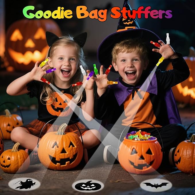 36PCS Halloween Light Up LED Finger Lights, Glow in the Dark Party Favors Toys Bulk for Halloween Goodie Bag Fillers, Trick or Treat Gifts, Kids Classroom Party Supplies (Black)