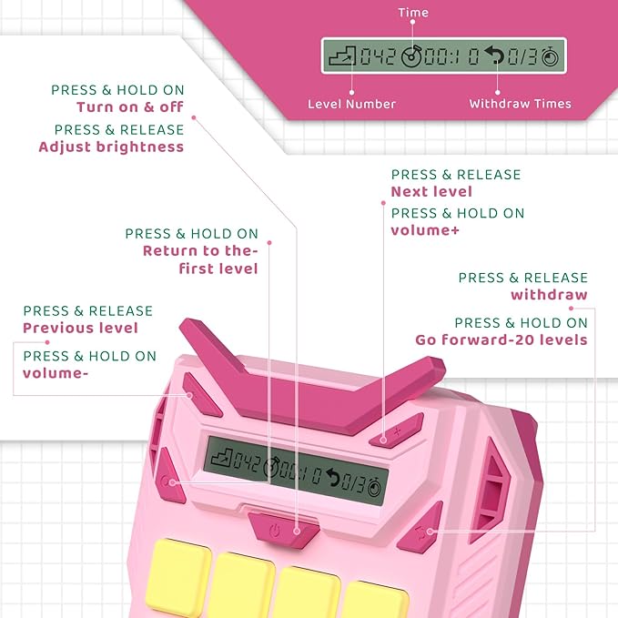 Logical Super Slide Puzzle, Hand Held Travel Games for Kids and Adults, Brain Teaser Toys Road Trip Activities for Boys and Girls, Birthday Easter Basket Stuffers (Pink)