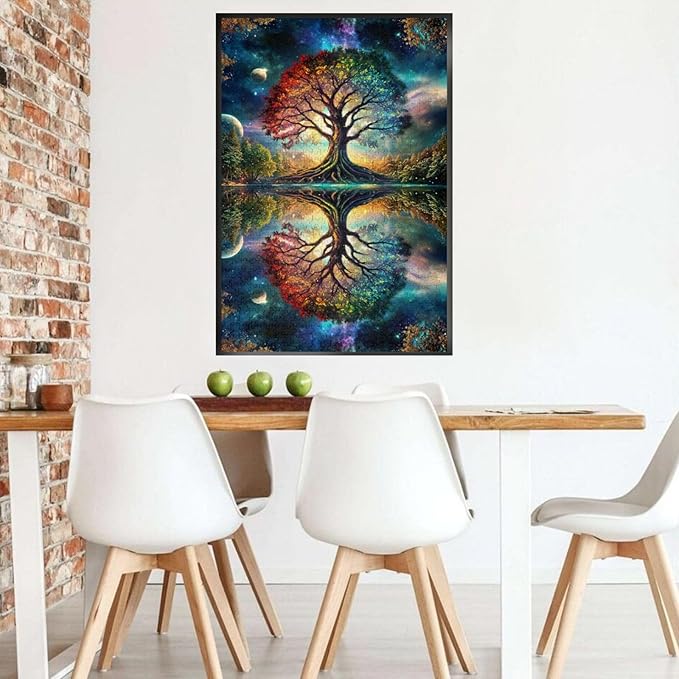 Tree of Life Puzzle 1000 Piece,Colorful Tree of Life Puzzle,Colorful Starry Night Tree Jigsaw Puzzle，Beautiful Galaxy Nature Landscape Jigsaw Puzzles，for Adults Toys Gift Family Decoration