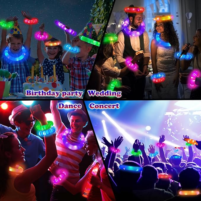 Glow Sticks Bulk Party Favor Supplies for Kids 48 PCS,Glow in Dark Bracelet Necklace Accessories for Birthday Wedding Camping Parade Throw,Halloween Handouts Giveaways Prizes for Toddlers Boys Girls