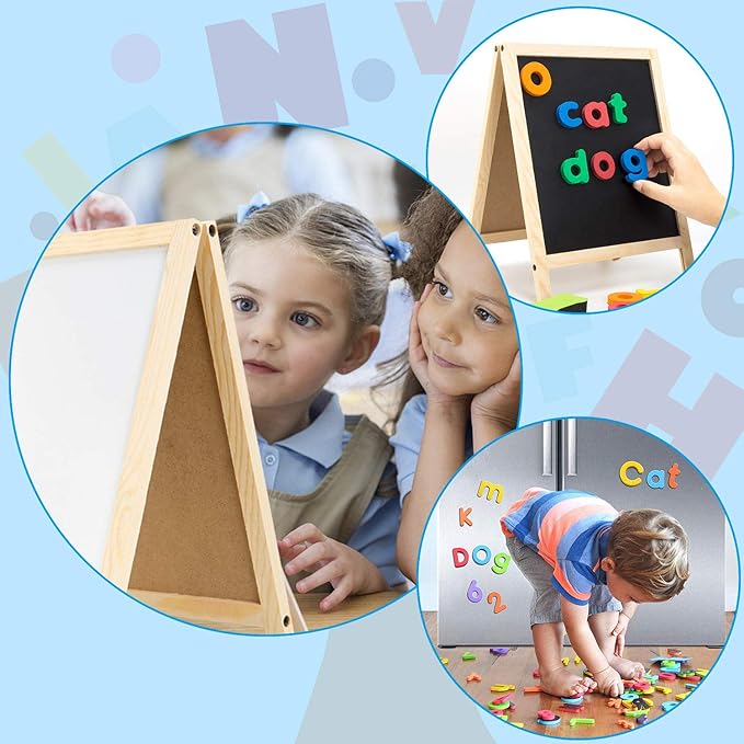 INNOCHEER Magnetic Letters and Numbers for Toddlers, Magnetic Board for Kids, ABC Alphabet Magnets, Educational Dry Erase Board - Whiteboard & Chalkboard for Toddlers Writing & Drawing Kids Toys