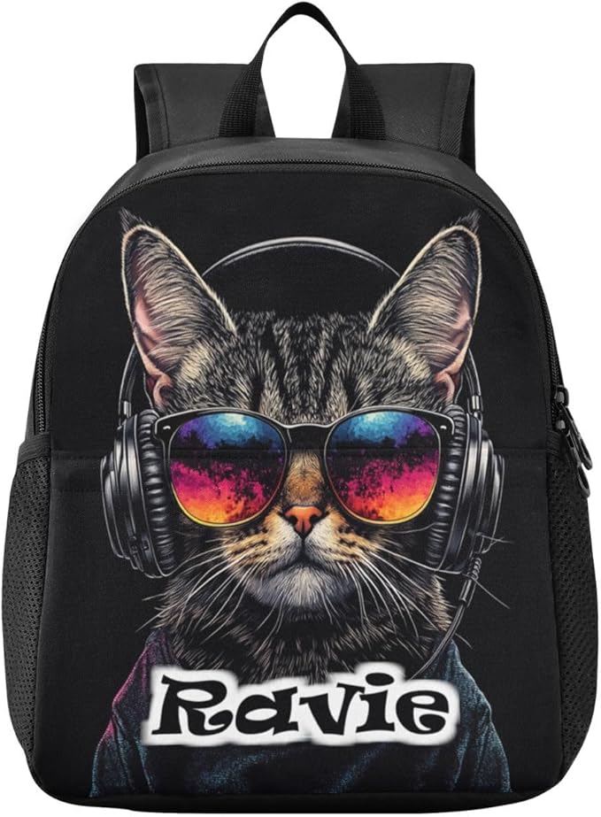 Cat Black Toddler Backpack for Boys Girls 3-6 Small Travel Backpacks for Kids Preschool Bookbag for Elementary Kindergarten for Travel