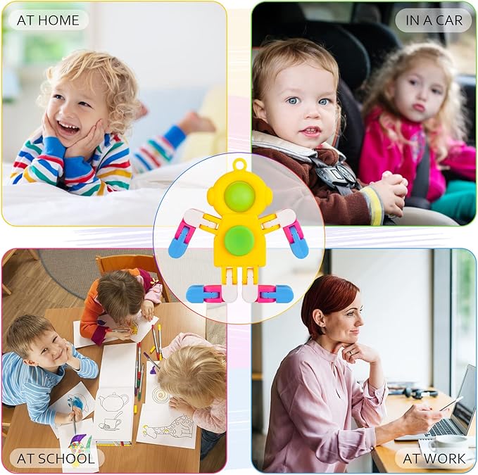 SoulLife 24 Pack Pop Fidget Spinners Bulk, Deformable Astronaut Key Chain Fidget Toys Bulk, Stocking Stuffers Birthday Gifts Party Favors for Kids, Student Gifts Classroom Prizes