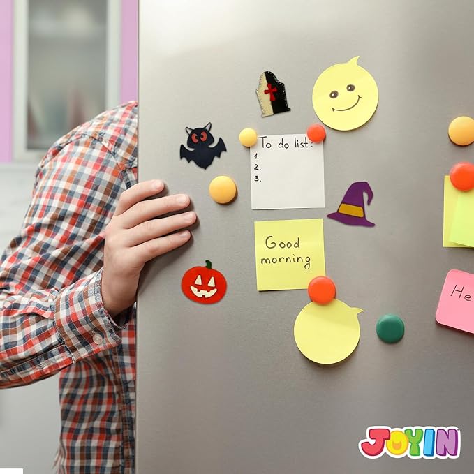 JOYIN 12 Pcs Halloween Wood Craft Kit, Wooden Magnet Creativity Arts Painting Kit, DIY Halloween Painting Craft for Kids Party Supplies, Toddler Party Favors Family School Activities