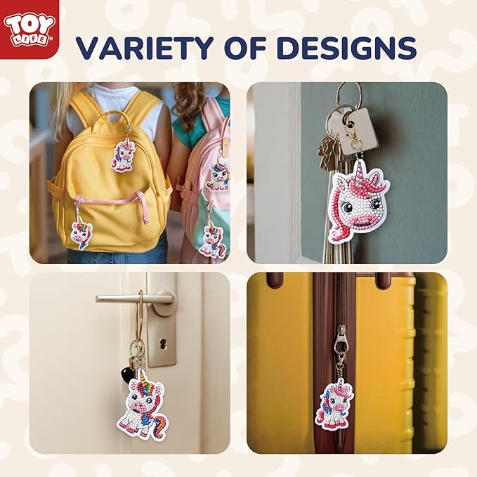 TOY Life Diamond Art Kits for Kids, 9PCS DIY Unicorn Diamond Painting Kits Keychains for Girls, Diamond Dots Gem Art for Kids 4-8 8-12