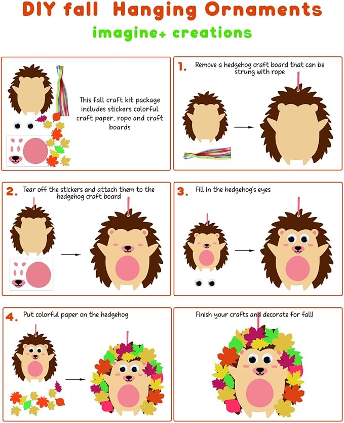 Zliisang 12PCS Make You Own Fall Crafts Kit Bulk Fall Animals Paper Suncatchers Foam Stickers Crafts DIY Kit for Autumn Thanksgiving Activities Decorations Thanksgiving Party Decor
